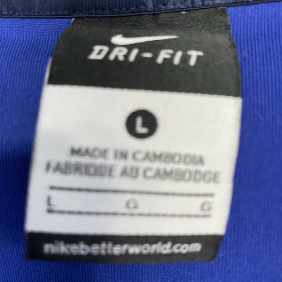 WOMENS NIKE DRI FIT BLUE ZIP UP JACKET W/THUMBHOLES LOGO ON SLEEVES SIZE L - Picture 8 of 8